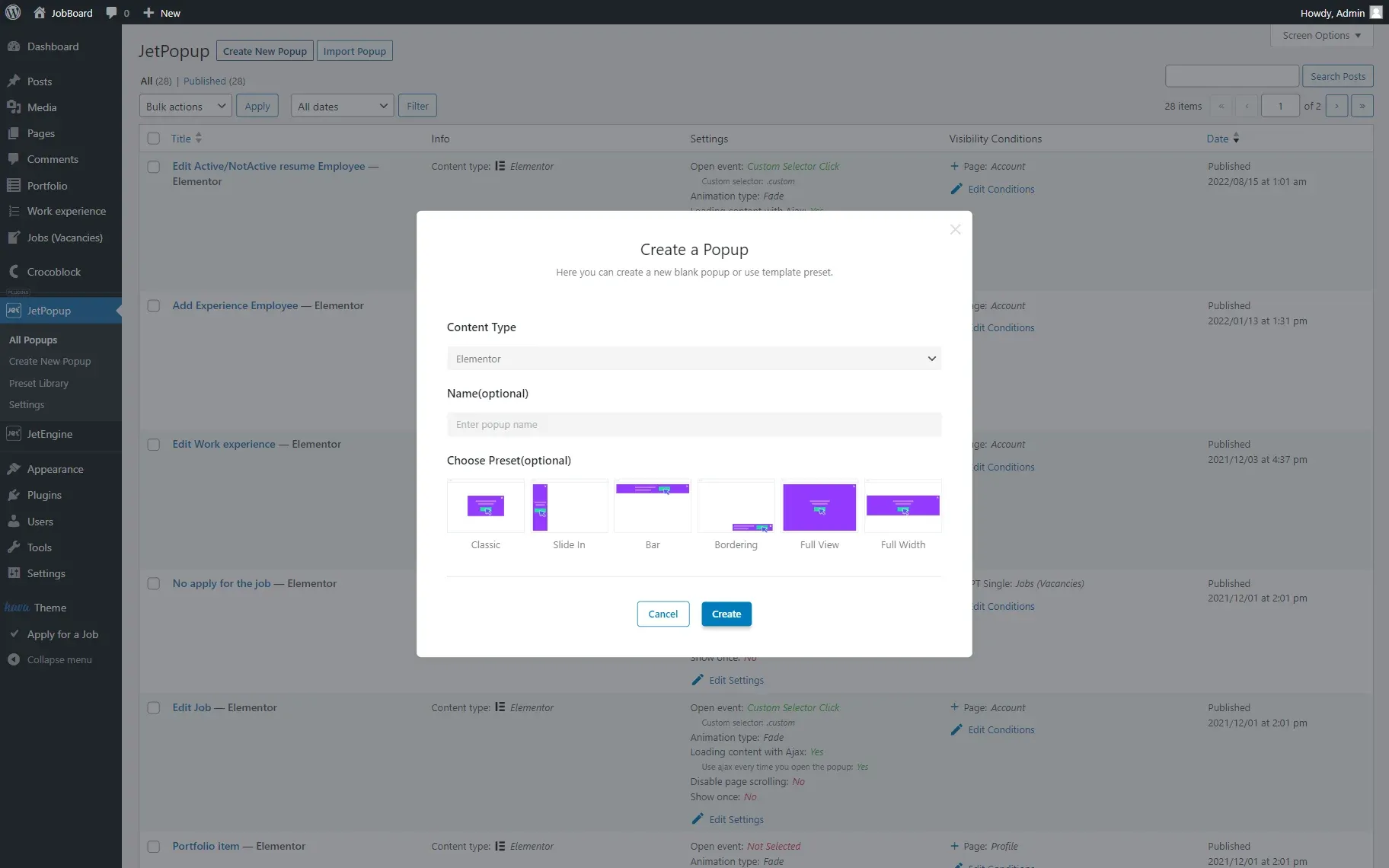 ساخت پاپ آپ با جت انجین