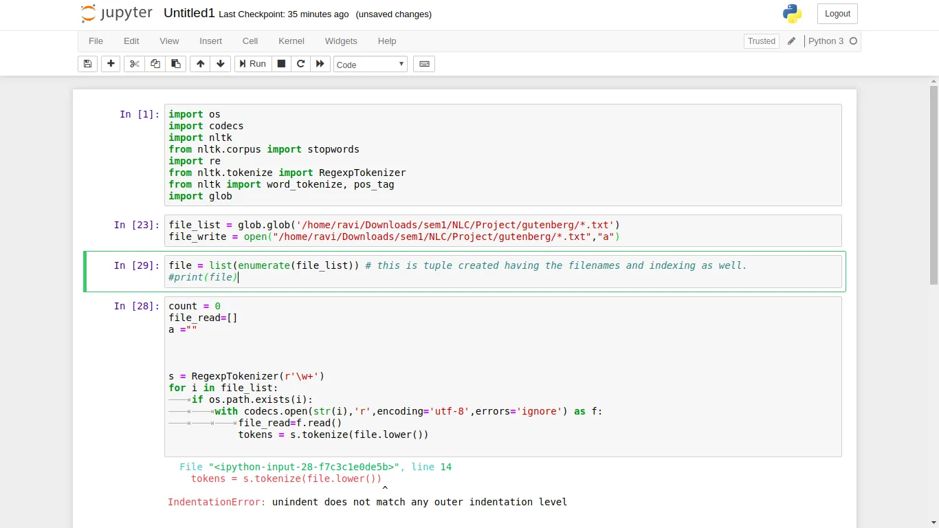 خطای IndentationError